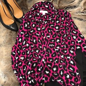 Michael Kors Leopard print shirt with gold buttons